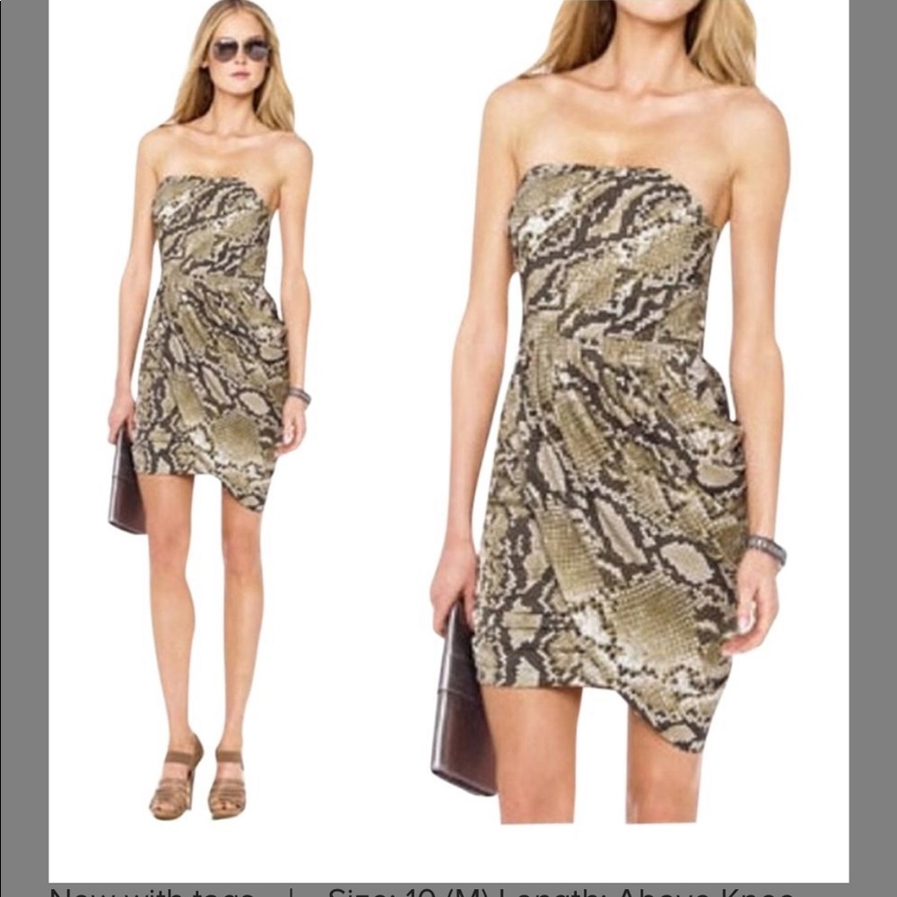 Michael Kors snake skin printed strapless dress